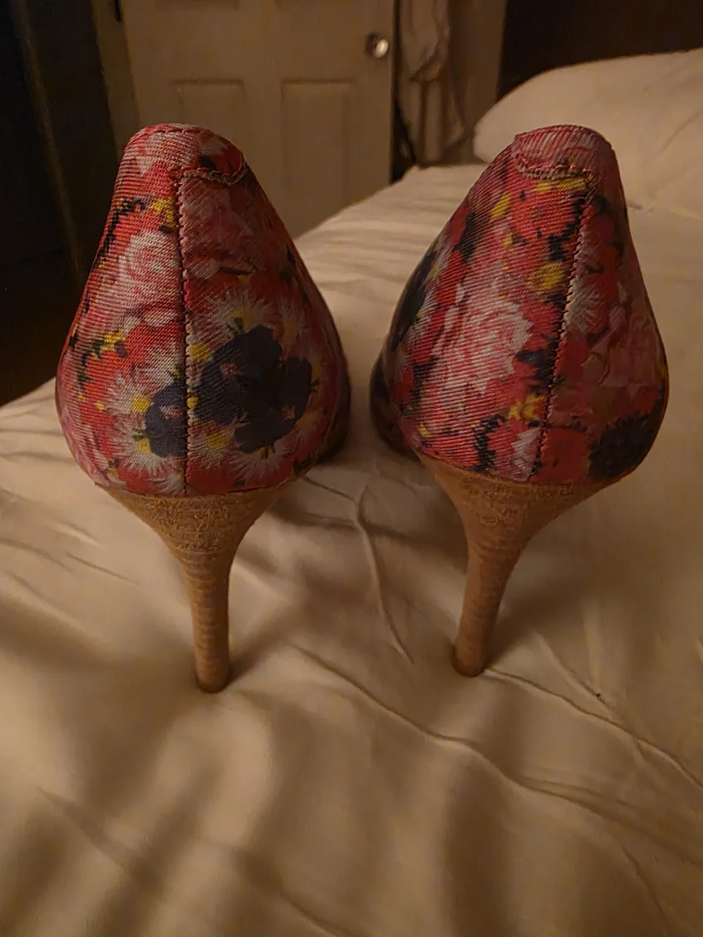 Anthropologie Pink Floral Mid-Heel Pumps with Multicolor Blooms